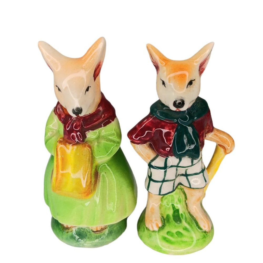 Fox Salt and Pepper Shakers Male and Female Vintage